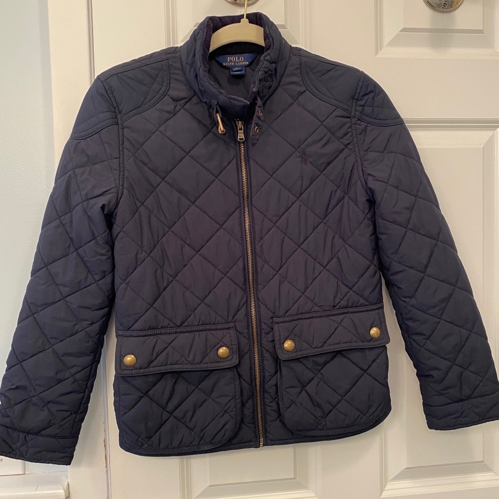 Girls Sz 12-14 Quilted Jacket EUC - Navy